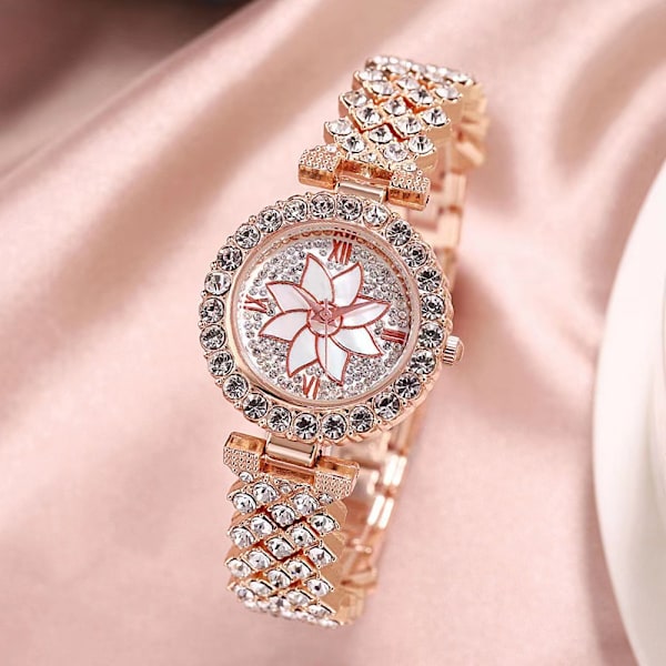 Luksuriøse Dameure med Stålrem og Diamanter, Kvarts Armbåndsur, Eksklusive Gaver til Kvinder Rose Gold