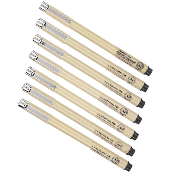 Fineliner Pen Set Vattentät Bleksäker Svart Linje Ritning Konst Serieteckning Skiss Penna 7 st