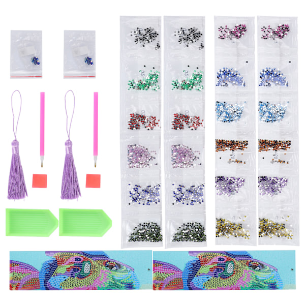 2 Set Diamantbokmärken DIY 5D Målning Kristall Fancy Form Rund Hund Mönster Hängande Hantverk