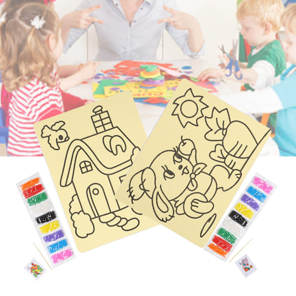 Sand Painting Toy Kit Tegnebrett Sett DIY Pedagogisk Malingsverktøy for Barn