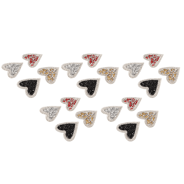 20 stk. Rhinestone-broderede patches Hjerteform Skinnende smukke DIY stryge-på patches til tøjdekoration