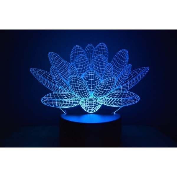 Lotus 3D Illusion Nattlampa Akryl Ljus 3D Konst Lotus LE