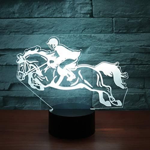 Hesteveddeløp 3D LED Nattlys 7 Farger Endrende Lampe USB V