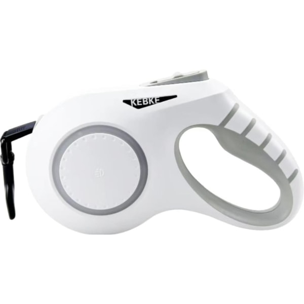 Retractable-koiranhihna keskikokoisille ja suurille koirille - 20 jalkaa, jopa 110 paunaa, lemmikkieläinten hihna, sotkeutumaton, liukumaton kahva, yhden painikkeen ohjaus (valkoinen-ei valoa) White no lights Medium to Large