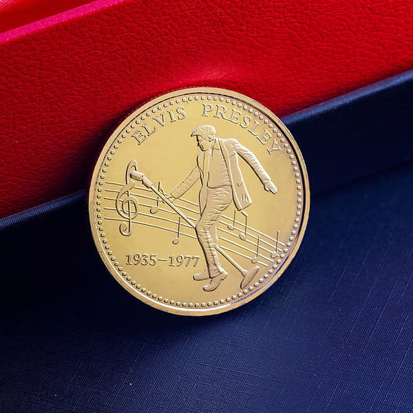 Elvis mønster samleobjekt metal mønt mindetoken souvenir kunst samling (guld)