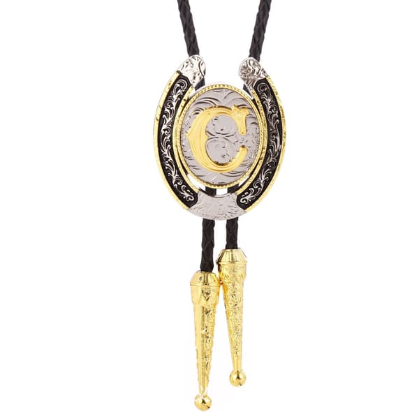 Vintage Bolo Tie for menn - Initial Letter ABCDMJR til Z Wester C