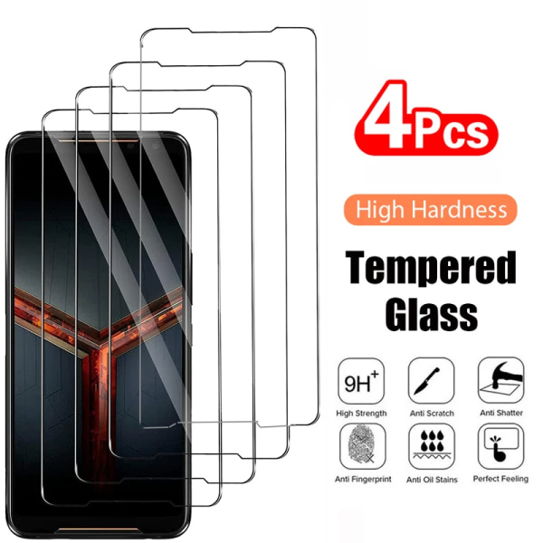4 kpl karkaistua lasia Asus ROG Phone 5 Strix -puhelimeen, 2.5D 9H suojaava läpinäkyvä näytönsuojakalvo