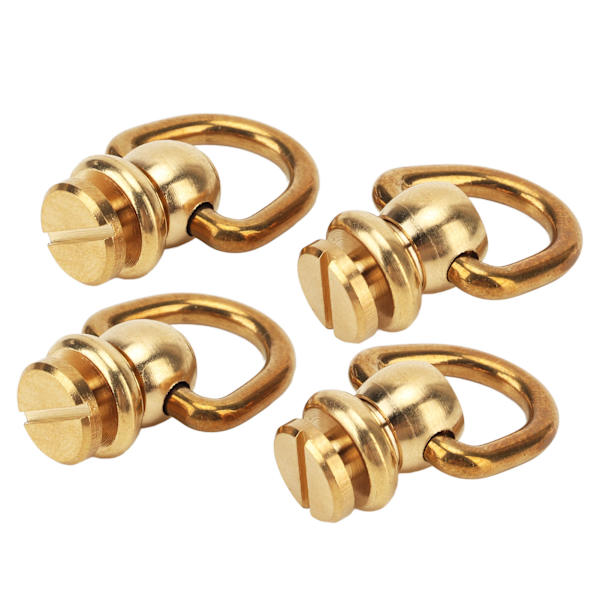 12 sett D-ring nagleskrue gull messing metallbelegg D-ring nagler for DIY skinn lommebok stropp sko dekorasjon L