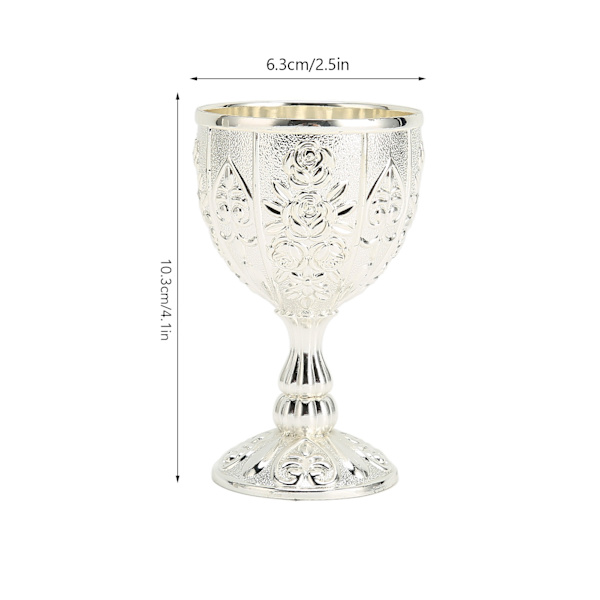 Metallpräglad Vinglas Vintage Blommönster Utsökta Detaljer Metall Vinglas för Heminredning Gåvor Silver