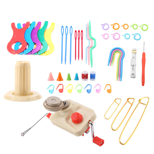 Stickningsull Garnvinda Kit med Garnvinda Stift Räknare Tum Meter Vävverktyg Set