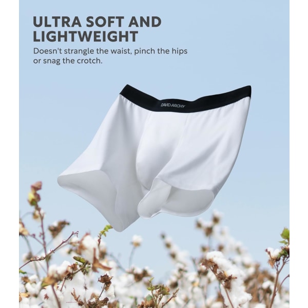 Herreundertøy ComfortSoft fukttransporterende, pustende bomullsboksershorts for menn 6-pakning White XL