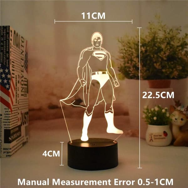 Anime Tema Nattlys 3D Stereo Vision Superman LED Soverom