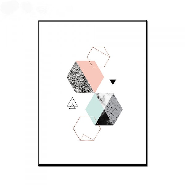 Marmor Tekstur Geometrisk Patchwork 2 Vægkunst Lærredsprint Plakat, Simpel Abstra