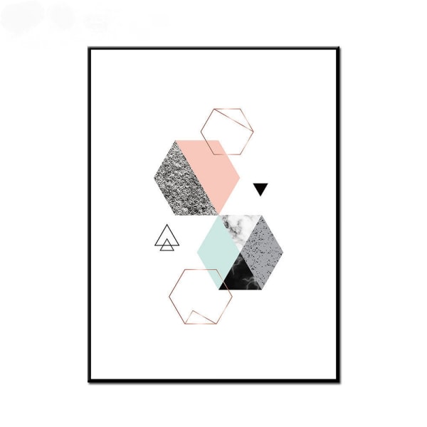 Marmor Textur Geometrisk Patchwork 2 Väggkonst Canvas Tryck Affisch, Enkel Abstra