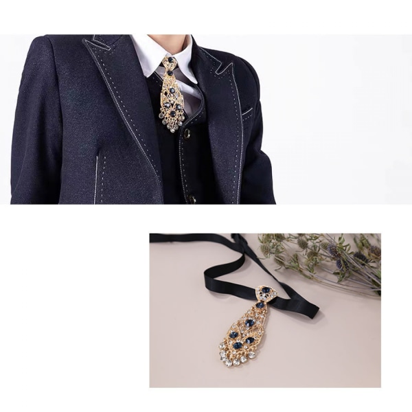 Diamond Ties - Förbundna paljettslips med justerbar längd - Gold White