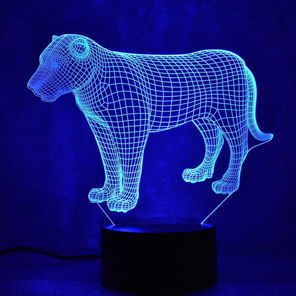 3D Løve Natlampe LED Illusion Lampe Seng Sidebord Bordlampe