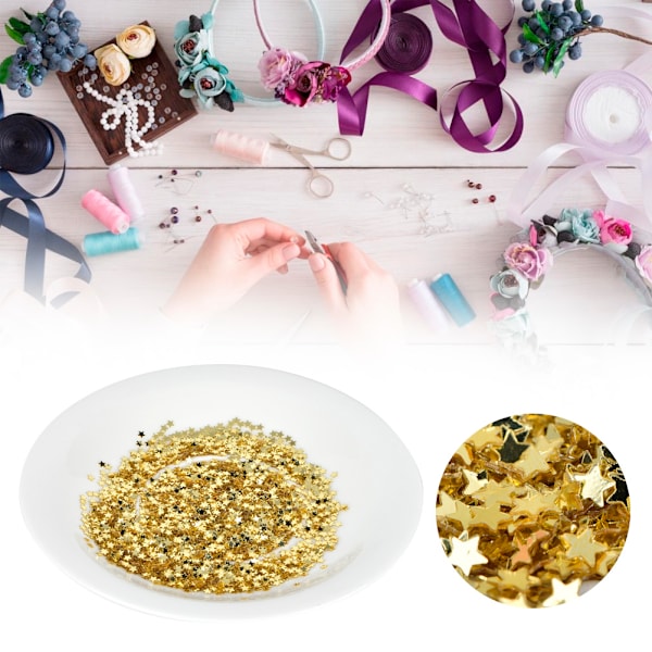 50G DIY PET Inga hål Stjärnform Paljetter Födelsedagsfest Kläder Tillbehör Tillbehör (Gyllene)