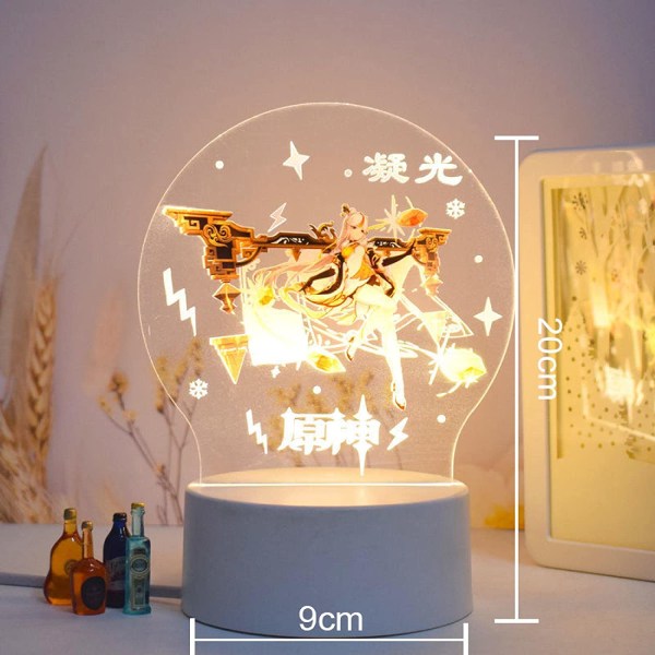 Genshin Impact Barbara 3D LED Akryl Nattlampa 7 Färger USB Animelampa