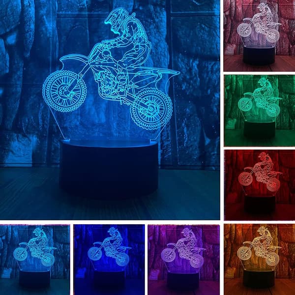 Nyhet mtb Motocross Sykkel 3D LED Optisk Illusjon Dekorasjon
