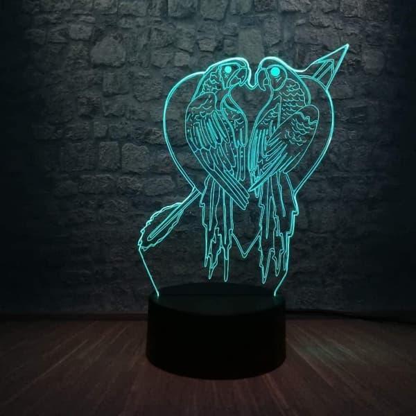 Animal Papegøje Legetøj 3D Illusion Natlampe Smart Touch Lampe