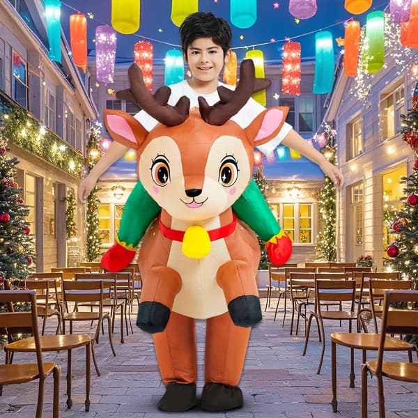 Oppusteligt rensdyr-kostume til børn til jul og Halloween-fest Children's version