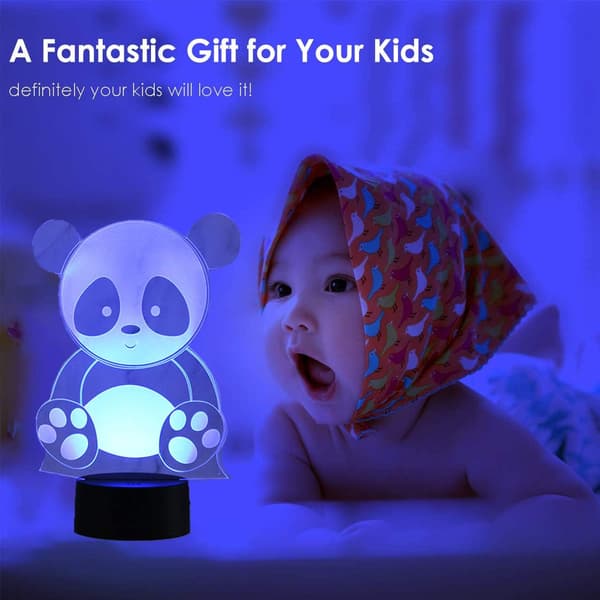 Panda 3D LED Lys Illusionslys til Børn Optisk Illusion