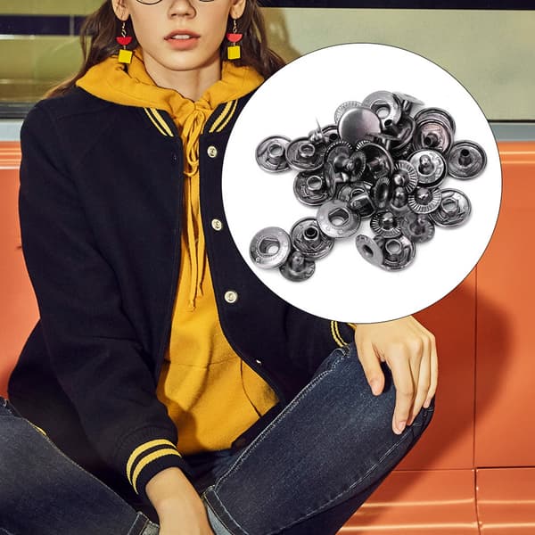 50 sæt rene messing trykknapper runde knap klud bagage dekoration tilbehør (10mm sort)