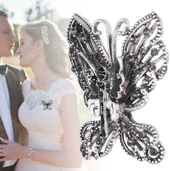 Brosch Pin Diamante ihålig fjärilsmönster Slipsnål Kavajnålar Festkorsage TillbehörSvart