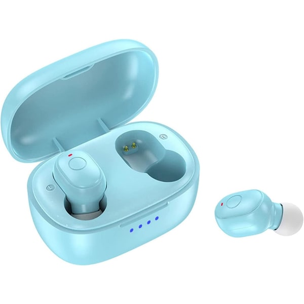 Trådløse ørepropper for små øreganger, søte farger Bluetooth-ørepropper, intelligent støyreduksjonssamtale, oppslukende premiumlyd langdistanseforbindelse Blue