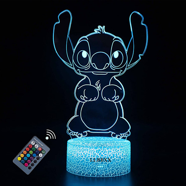 Lilo Stitch 3D nattlampor presenter festtillbehör plysch Kawai