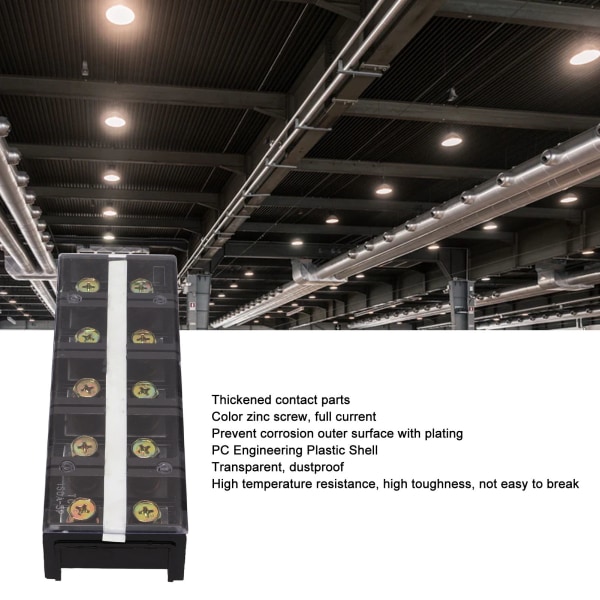 150A 600V ledningsbarriereblok terminalstrimmel fortykket dobbeltrække terminalstrimmel med gennemsigtigt låg til brobelysning 5 positioner (2005)