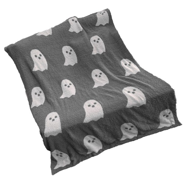 Spöke filt mjuk bekväm andningsbar Halloween filt för att titta på TV Camping Mörkgrå 100x150cm/39x59in 650g/22.9oz