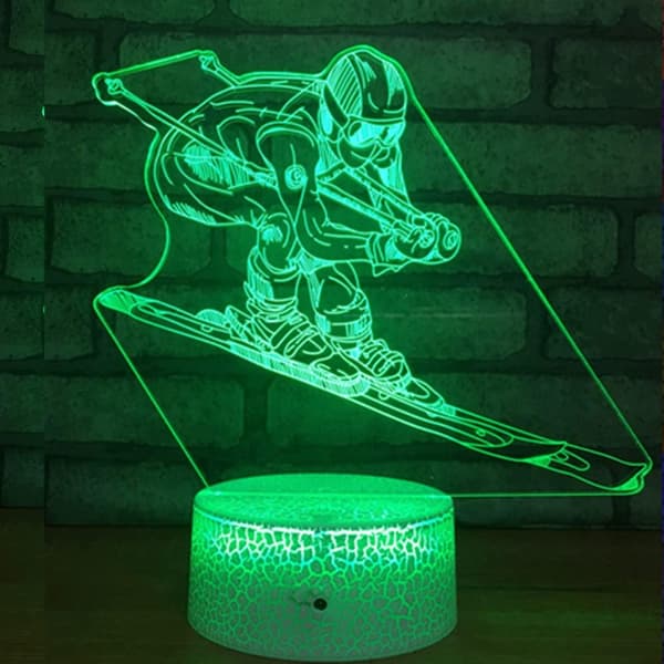 3D Ski Nattlys LED Lampe Illusjon 7 Fargeskiftende Berøring