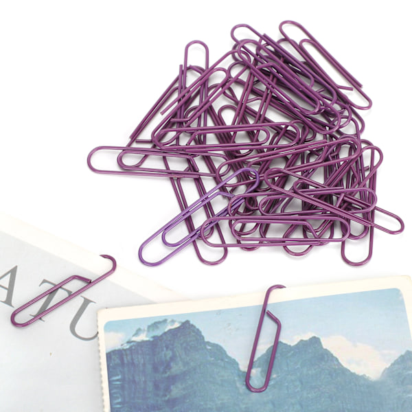 3 Set Pappersklämma Färgbelagd Kreativitet Styling Standard Kontorsmaterial Stora Lila