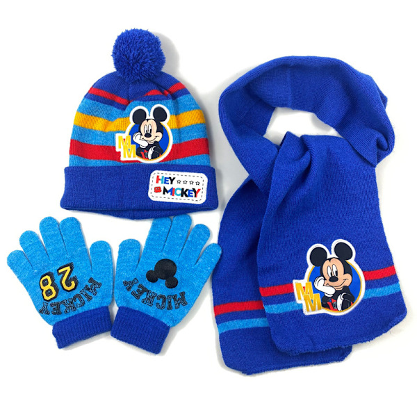 Pojkars Mickey Mouse Vintermössa Set - 3-delat Frysset Vintermössa, Snöhandskar och Halsduk för Barn, Överraskningsjulklappar och Födelsedagspresenter 1