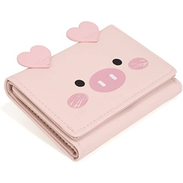 AVEKI Kawaii Plånbok för Flickor Söt Gris Dam Plånbok Kort Sedlar Hållare Organizer, Gris Rosa