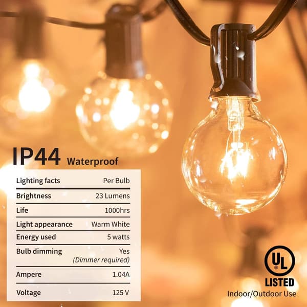 Ulkovaloketju 9 metriä G40 Globe-terassivalot 32 lampulla 32LED