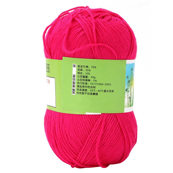 Populær mellemfin bambus trækul linje bomuld vævet sweater tørklæde garn (dyb rose)