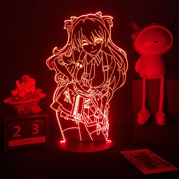 LED Nattlampa 3D Evangelion Anime för Sovrum Dekorativ Asuka Langley Soryu Figur Barnfödelsedagspresent Bordlampa Gadget Manga