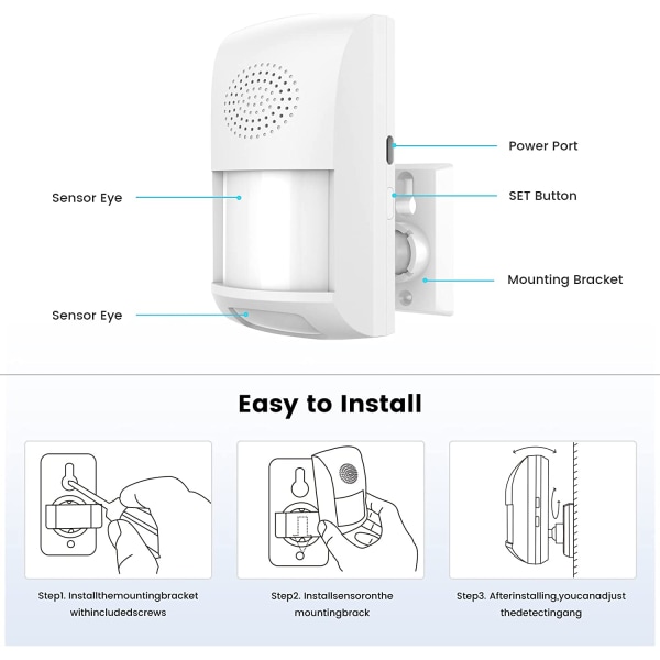 Uppgraderad smart WiFi rörelsesensor detektor larm inomhus med