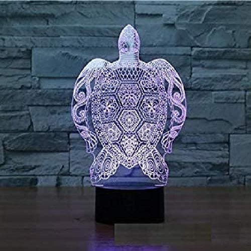 3D Ny Skildpadde Natlampe 7 Farveskift Touch Switch LED Ta