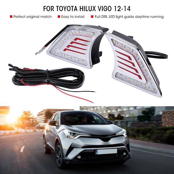 1 par bilens kjørelys DRL LED dagslys tåkelys for Toyota Hilux Vigo 12-14