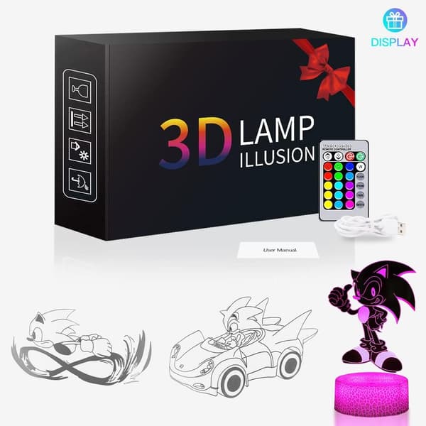 3D Sonic Natlampe, Sonic Legetøj Anime Lampe 16 Farveskift