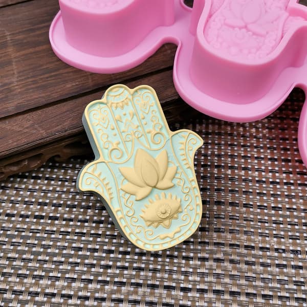 Lotus Hamsa Hånd Silikonform Harpiks Epoxy Fatimas Hånd