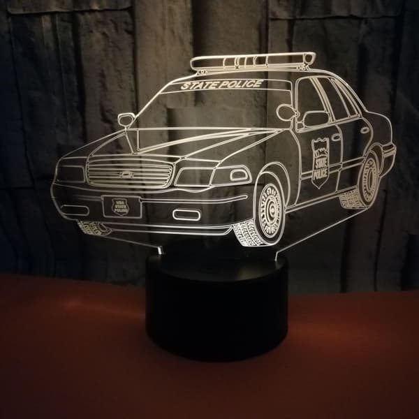 Optisk Illusjon 3D Politibil Nattlys 16 Farger Endring