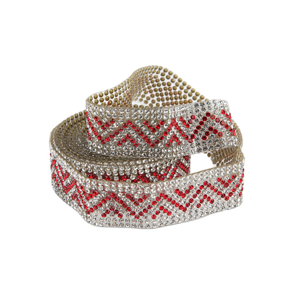 Rhinestone-kedja 2 meter 2 cm bredd glänsande blanka färger textur DIY-hantverk band för bröllopsfest röd