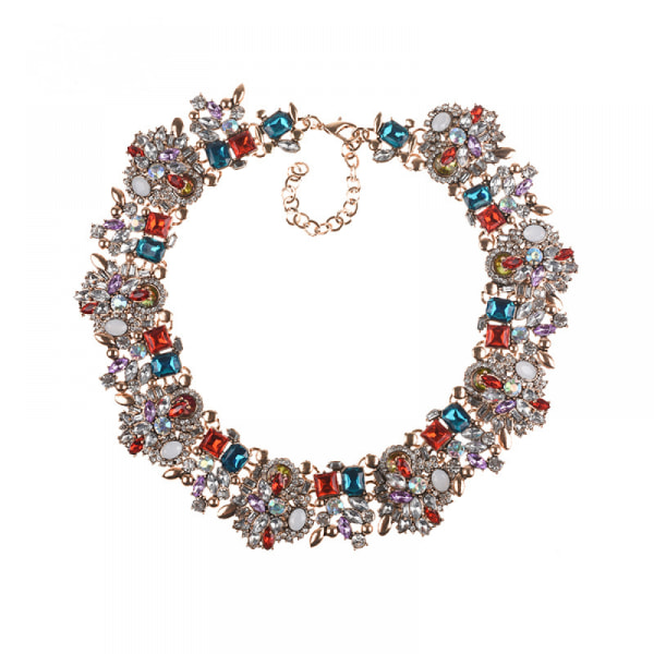 Rött och blått kristallrhinestone-halsband, vintage C
