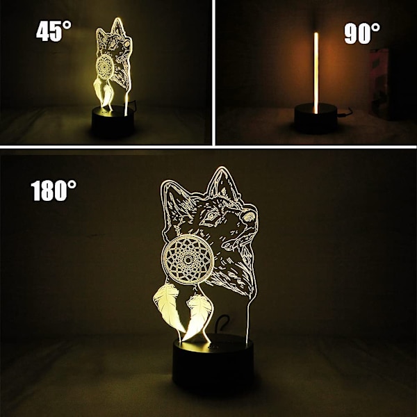 Ulve Drømmefanger Natlampe LED 3D Illusion Drømmefanger