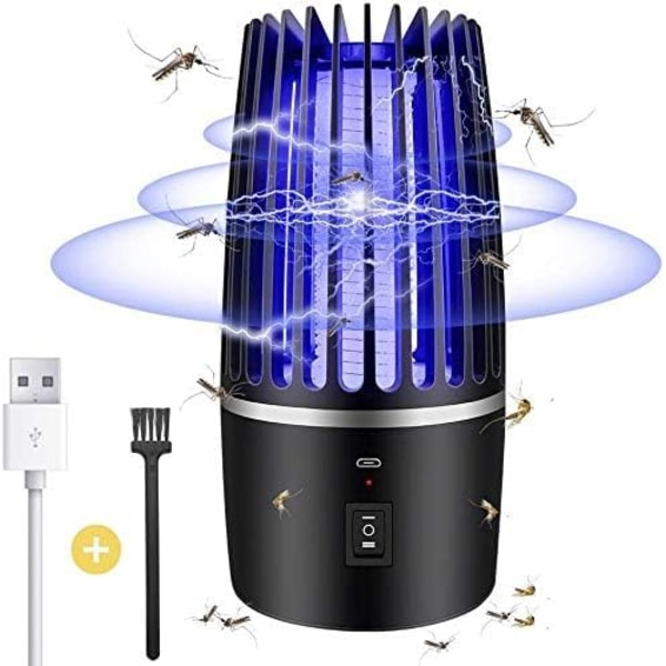 Elektrisk myggelys, 4000mAh USB genopladelig indendørs myggebekæmper, bærbar fluebekæmper med natlys, 360° attraktiv flyvende insektfælde
