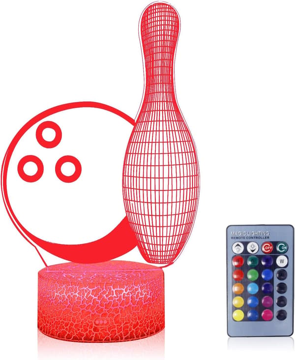 3D Illusion Bowling Night Light Lamp 16 Färgförändring Touch W
